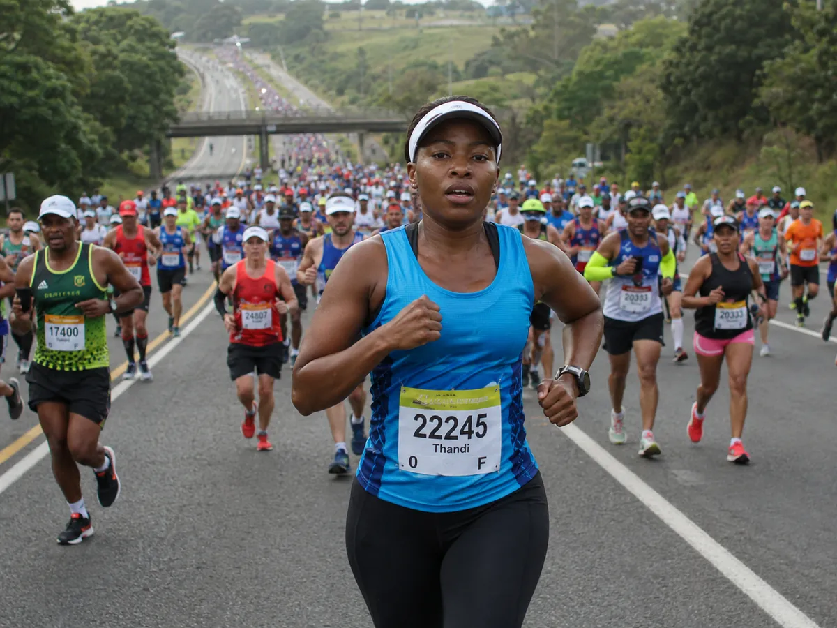 Runners on the Comrades Marathon route